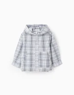 Chemise à capuche à carreaux bébé garçon 'You & Me', blanc/bleu