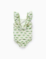 Maillot de bain à motif et volants bébé fille, beige/vert – Image 2
