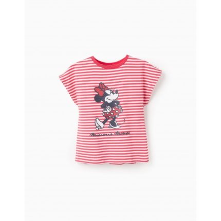 T-shirt rayé à volants pour fille « Minnie Mouse », blanc/rouge