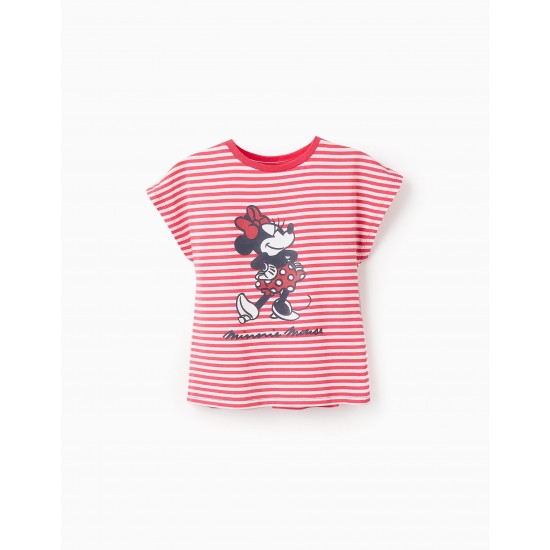 31073134040-0-550x550h T-shirt rayé à volants pour fille « Minnie Mouse », blanc/rouge – Image 1