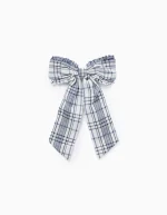 Barrette à cheveux avec nœud et carreaux pour bébés et filles, blanc/bleu