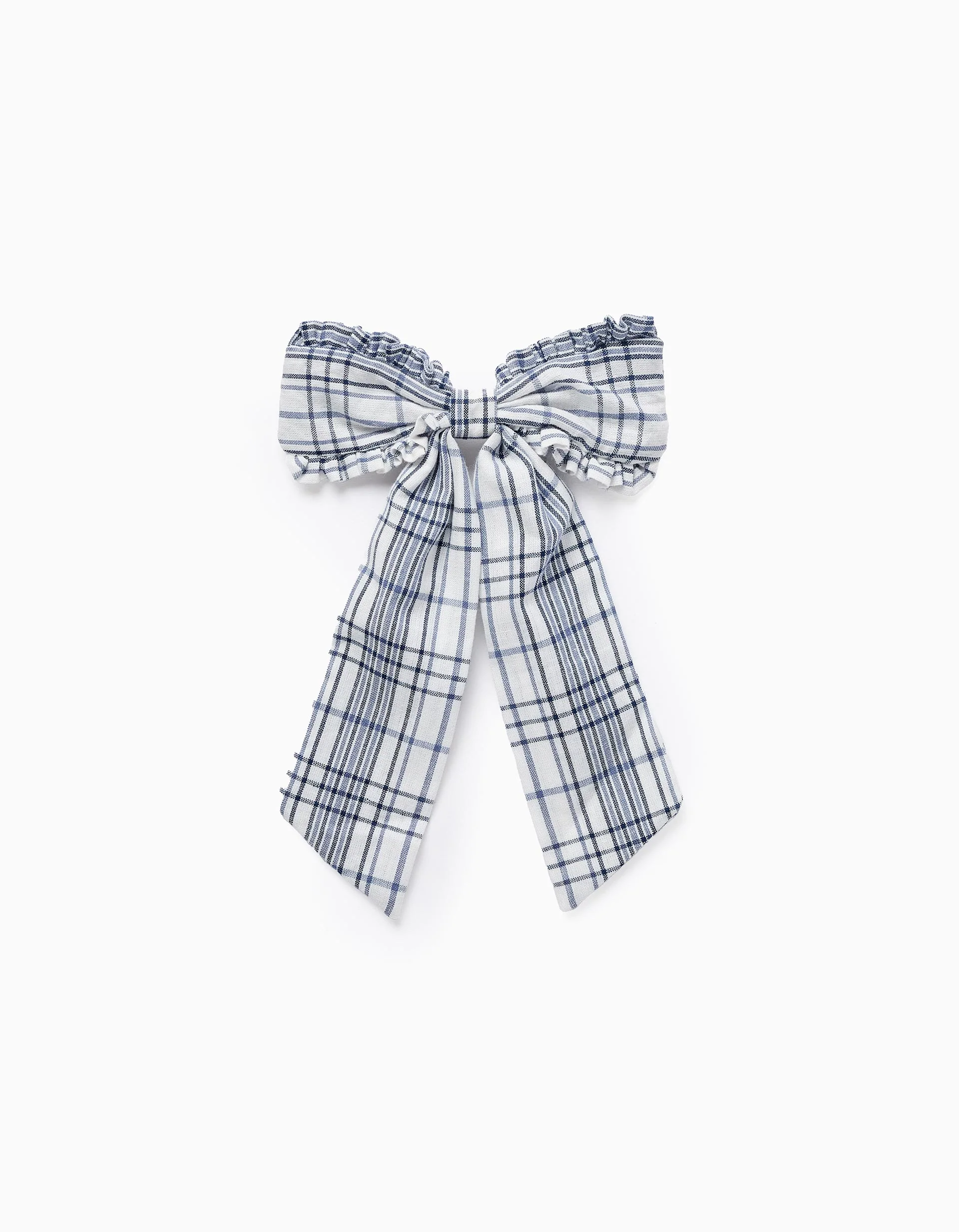 31073136041-1 Barrette à cheveux avec nœud et carreaux pour bébés et filles, blanc/bleu – Image 1