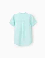 Chemise à manches courtes et col mao pour garçon, vert aqua – Image 2