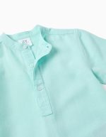 Chemise à manches courtes et col mao pour garçon, vert aqua – Image 3