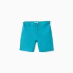 Short chino en coton et lin pour bébé garçon, turquoise