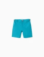 Short chino en coton et lin pour bébé garçon, turquoise