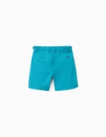Short chino en coton et lin pour bébé garçon, turquoise – Image 2