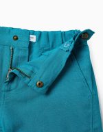 Short chino en coton et lin pour bébé garçon, turquoise – Image 3