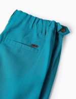 Short chino en coton et lin pour bébé garçon, turquoise – Image 4