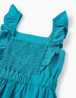 Combinaison en coton et lin avec broderie anglaise pour fille « B&S », turquoise – Image 3