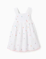 Robe à fleurs brodées pour fille « B&S », blanc/corail