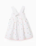 Robe à fleurs brodées pour fille « B&S », blanc/corail – Image 2