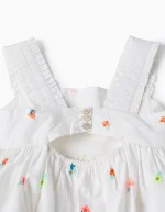 Robe à fleurs brodées pour fille « B&S », blanc/corail – Image 3