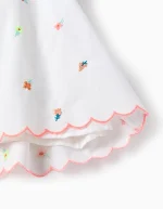 Robe à fleurs brodées pour fille « B&S », blanc/corail – Image 4
