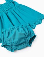 Robe + Bloomer avec Broderie Anglaise Bébé Fille 'B&S', Turquoise – Image 4