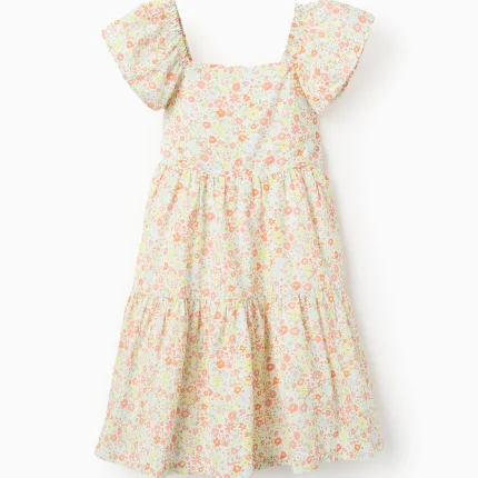Robe en coton fleurie pour fille, multicolore