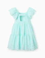 Robe en coton avec broderie anglaise pour fille, bleu clair – Image 2