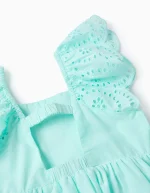 Robe en coton avec broderie anglaise pour fille, bleu clair – Image 3