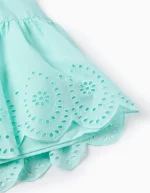 Robe en coton avec broderie anglaise pour fille, bleu clair – Image 4