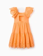 Robe en coton à volants et broderie anglaise pour fille, orange – Image 2