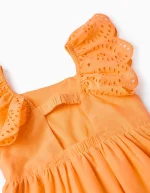 Robe en coton à volants et broderie anglaise pour fille, orange – Image 3
