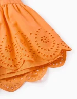 Robe en coton à volants et broderie anglaise pour fille, orange – Image 4