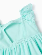 Robe en coton avec broderie anglaise pour bébé fille, bleu clair – Image 3