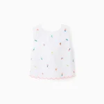 Haut à fleurs brodées pour fille « B&S », blanc/corail