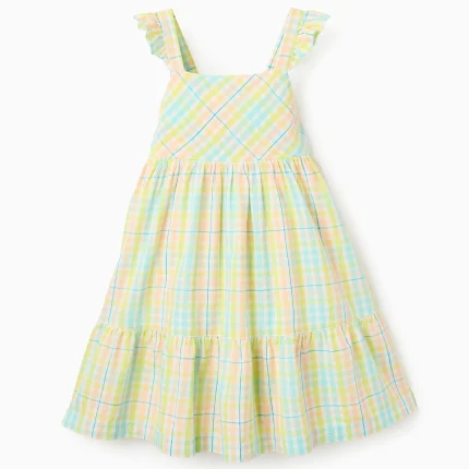Robe à carreaux et volants pour fille « B&S », multicolore