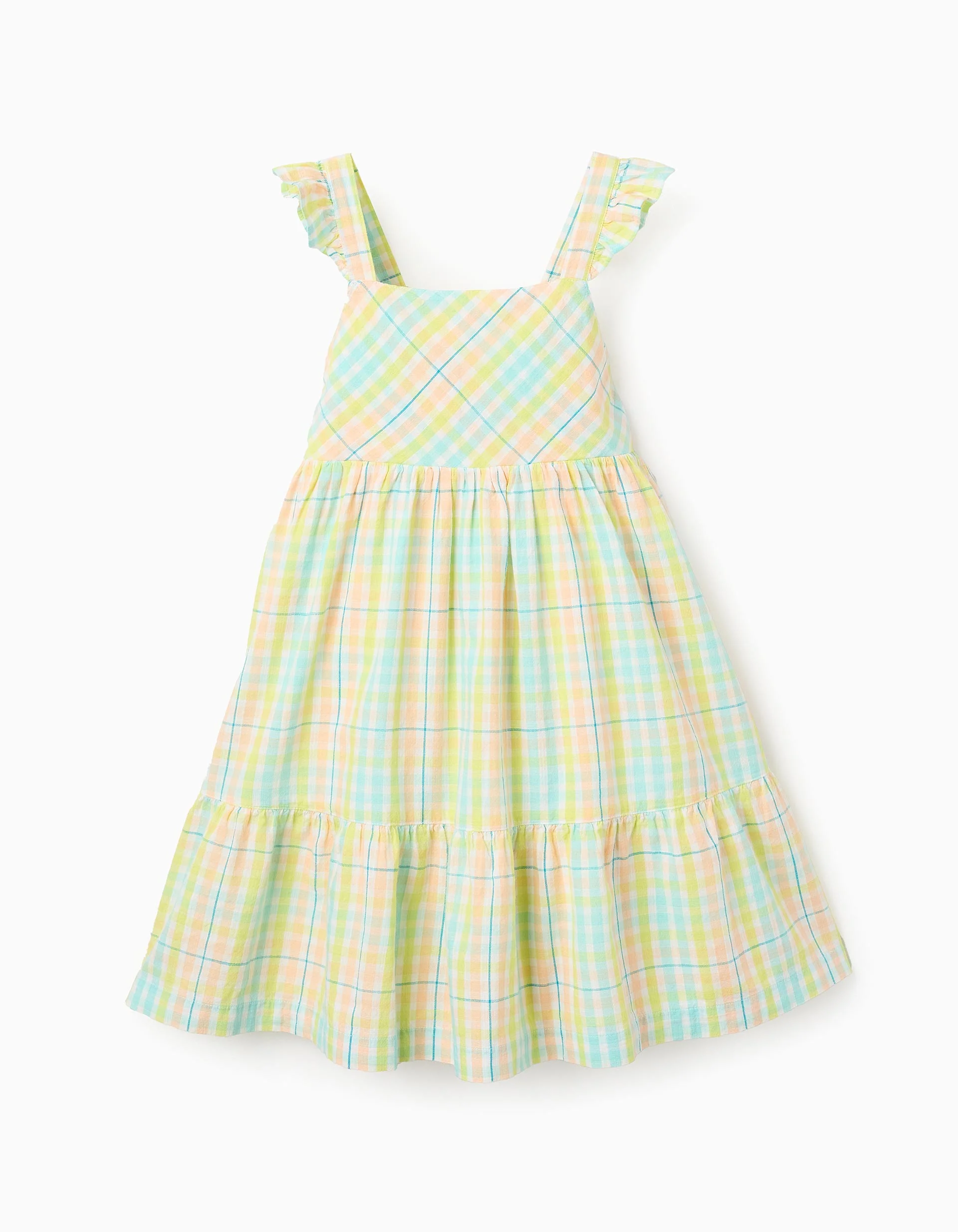 31073554037-2 Robe à carreaux et volants pour fille « B&S », multicolore – Image 1