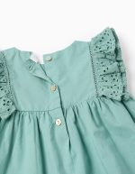 Ensemble haut et short à volants et broderie anglaise pour bébé fille, vert aqua – Image 3