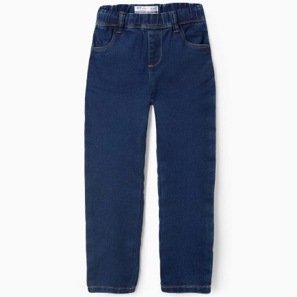 Jegging en jean à taille ajustable pour fille, bleu foncé