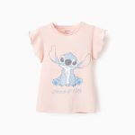 T-shirt en coton à volants pour fille « Stitch », rose clair