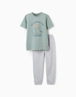 Pyjama en coton pour garçon « Scouts », gris/vert