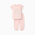 Pyjama bébé fille en coton « Lapin », rose