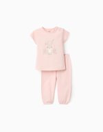 Pyjama bébé fille en coton « Lapin », rose