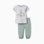 Pyjama en coton pour bébé garçon « Friends », gris/vert
