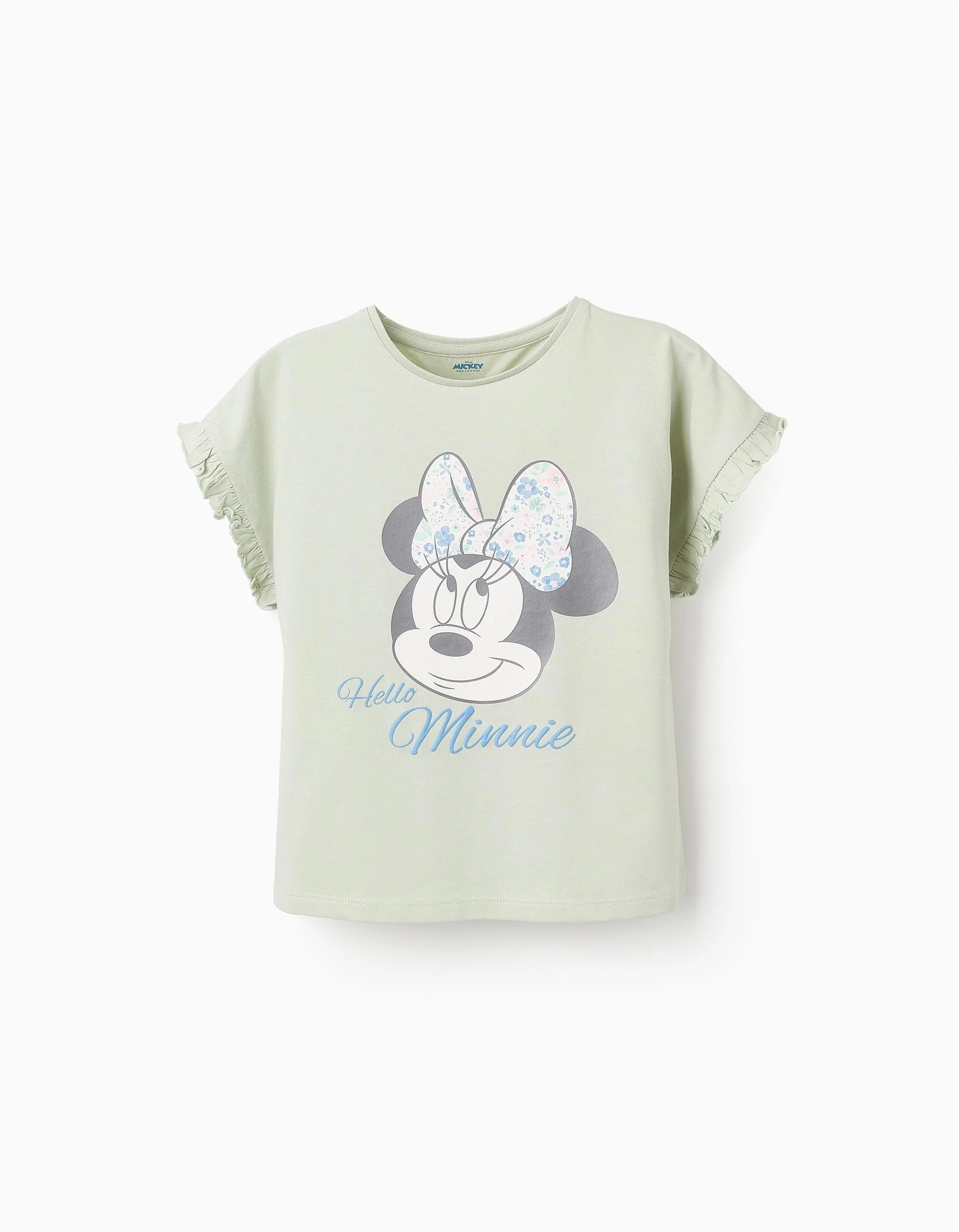1609202568c9344a891e8.jpeg T-shirt en coton à volants pour fille « Minnie », vert – Image 1