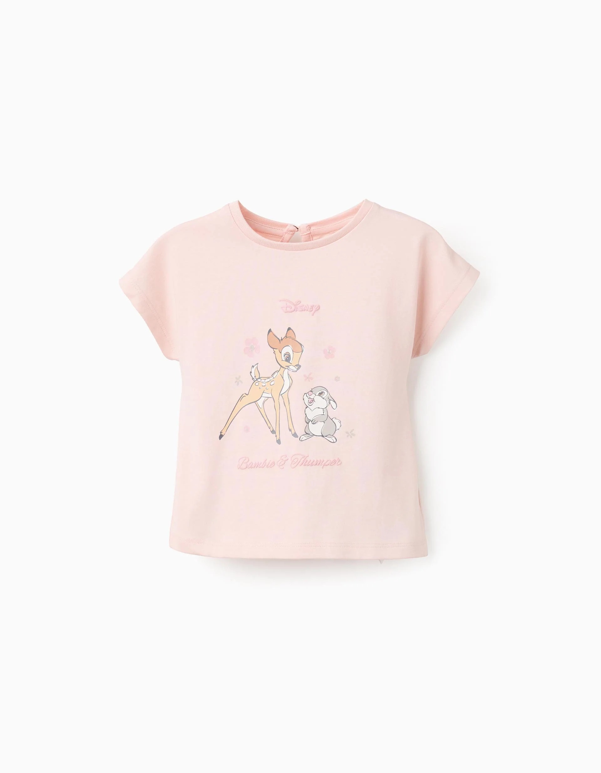 1609202568c93450a0f40.jpeg T-shirt en coton pour bébé fille « Bambi et Panpan », rose – Image 1