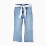 Jean à ceinture fleurie pour fille « Flare Fit », bleu