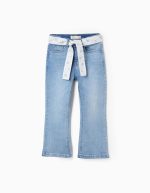 Jean à ceinture fleurie pour fille « Flare Fit », bleu