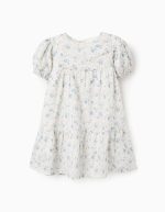 Robe fleurie en coton pour bébé fille, blanc/bleu/rose/vert
