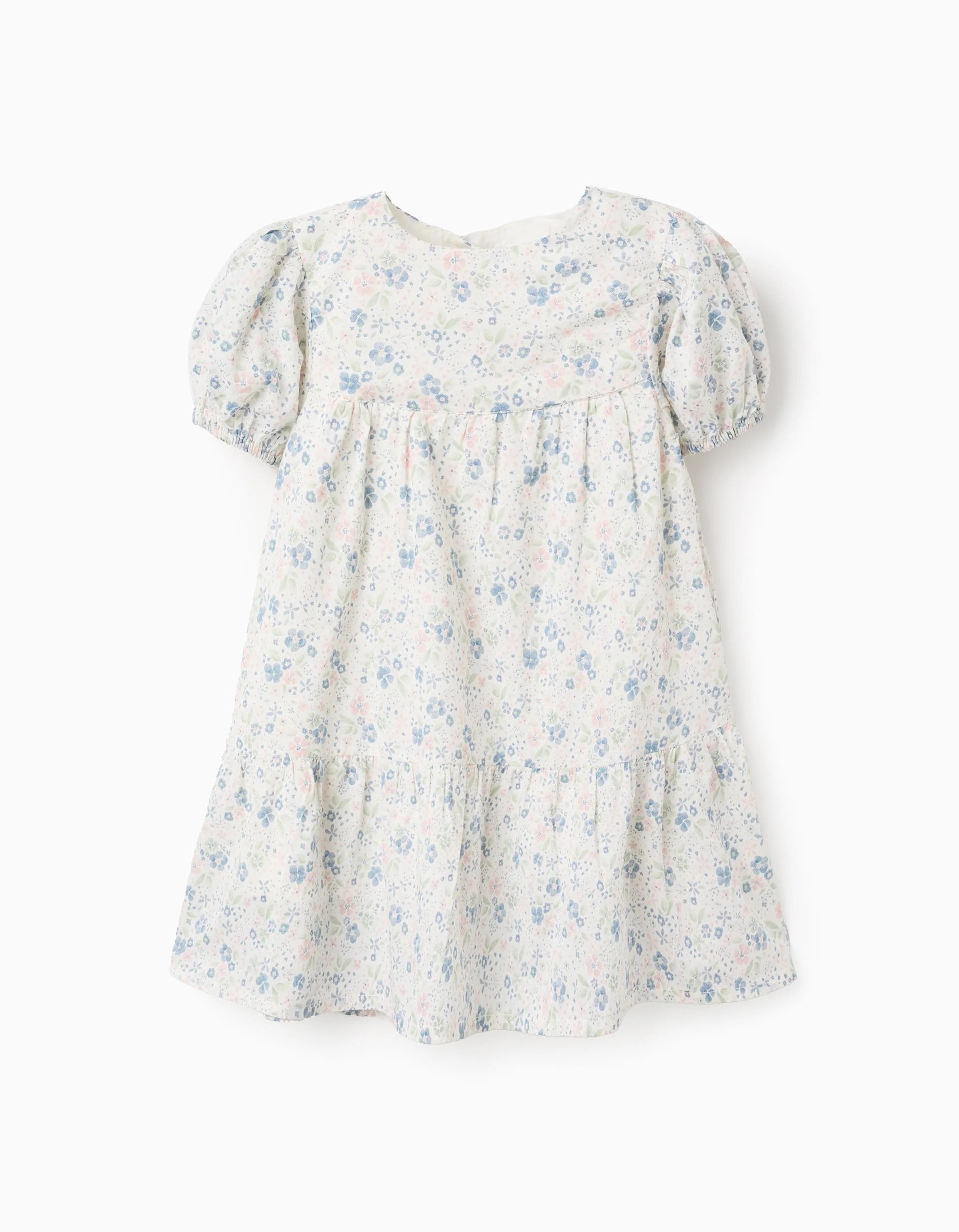 1609202568c934cf84588.jpeg Robe fleurie en coton pour bébé fille, blanc/bleu/rose/vert – Image 1