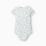 Body côtelé fleuri pour nouveau-né fille, blanc/rose/bleu/vert