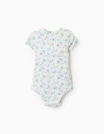 Body côtelé fleuri pour nouveau-né fille, blanc/rose/bleu/vert