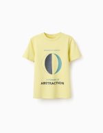 T-shirt en coton imprimé sur le devant pour garçon « Abstraction », jaune