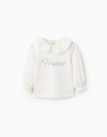 T-shirt à volants et manches longues pour bébé fille « Happy », blanc
