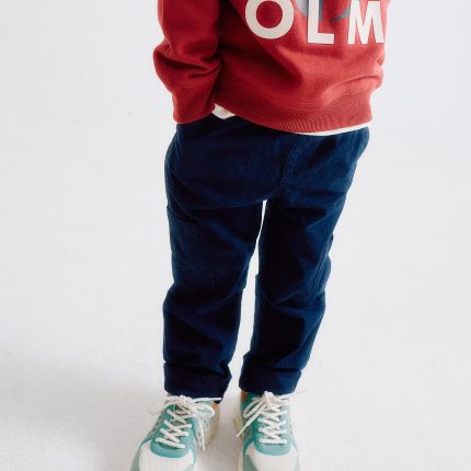 Pantalon cargo à taille élastiquée et cordon de serrage pour garçon, bleu foncé