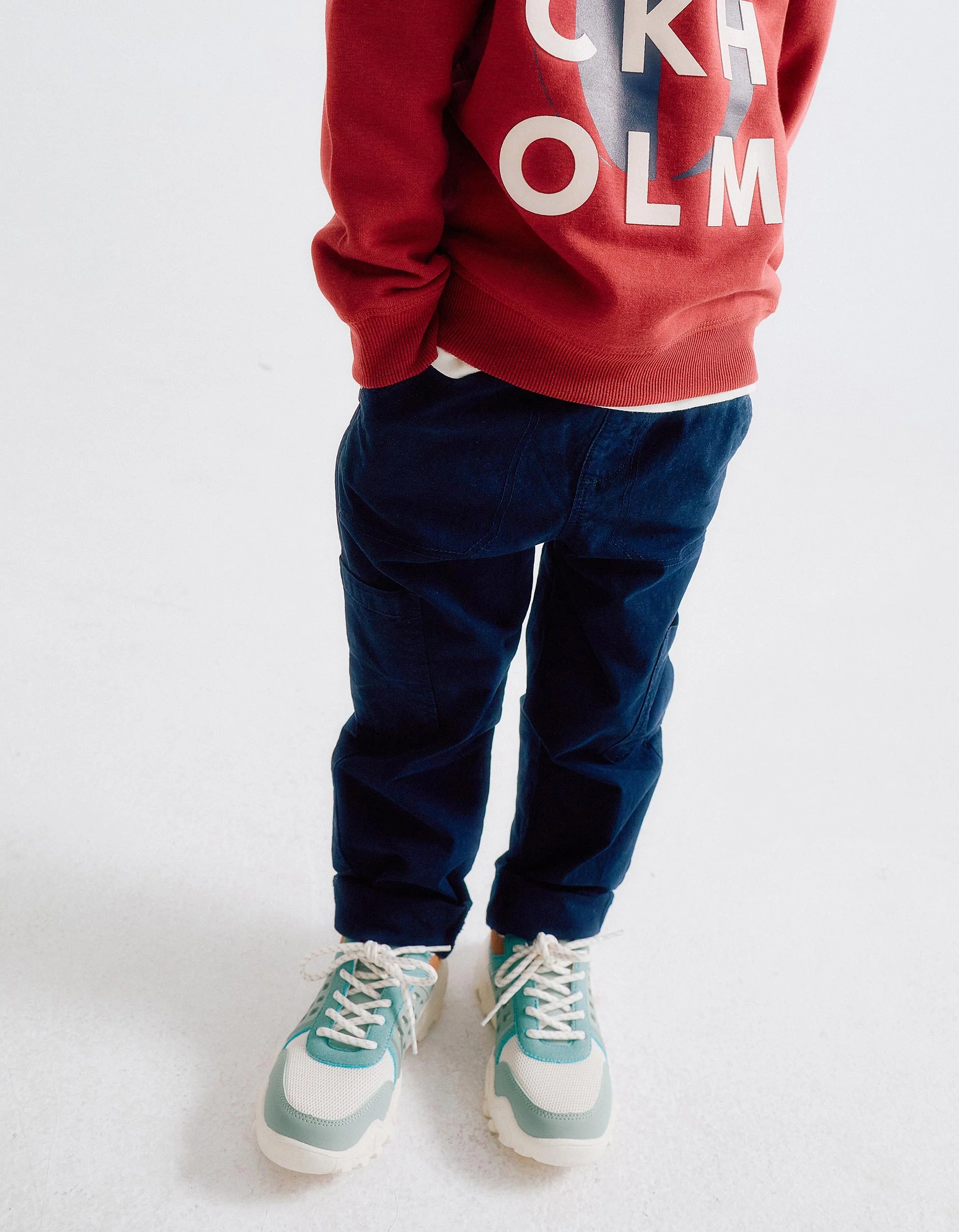 1609202568c9362fa975e.jpeg Pantalon cargo à taille élastiquée et cordon de serrage pour garçon, bleu foncé – Image 1