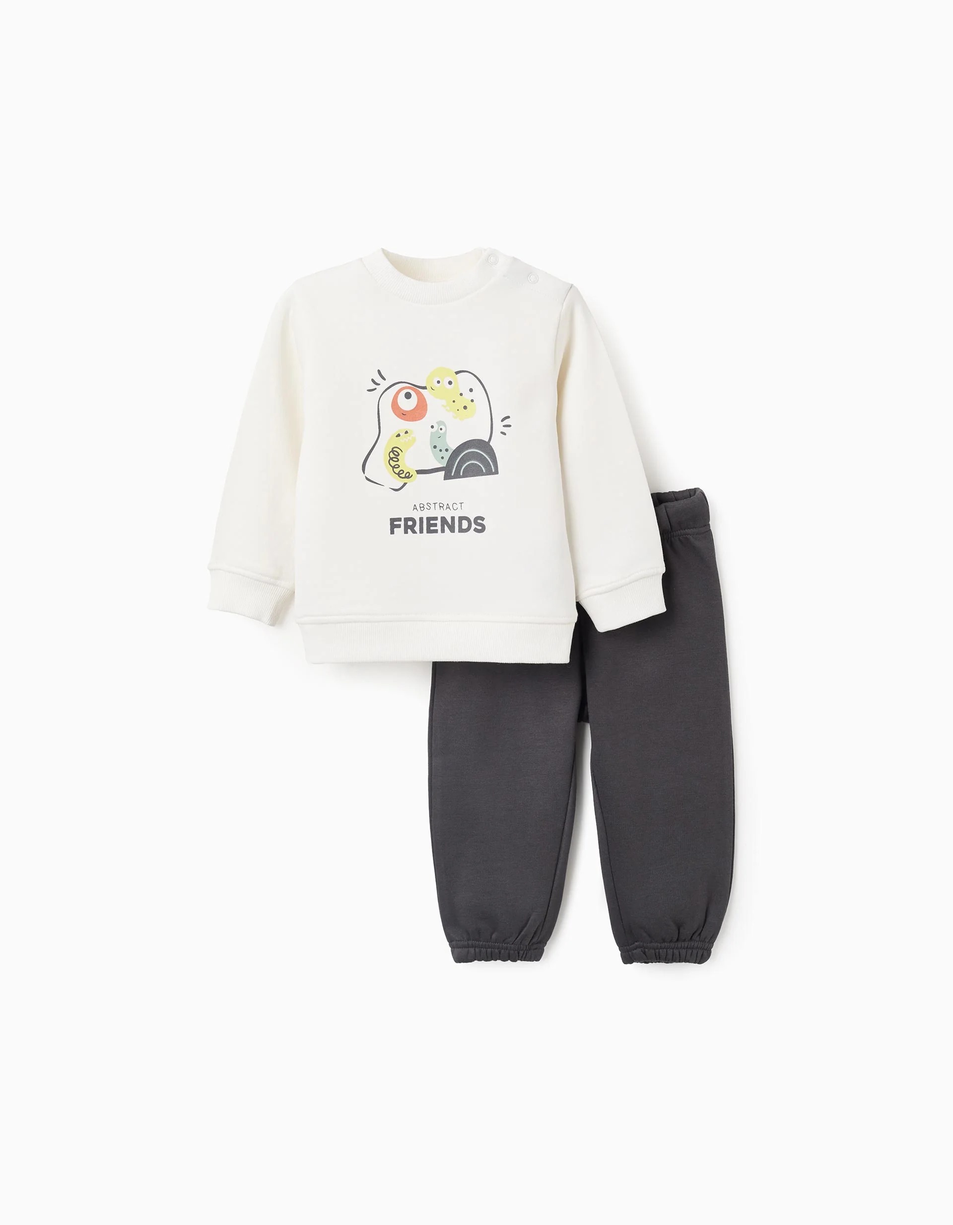 1609202568c936414d1f3.jpeg Survêtement brossé pour garçon « Friends », blanc/gris – Image 1